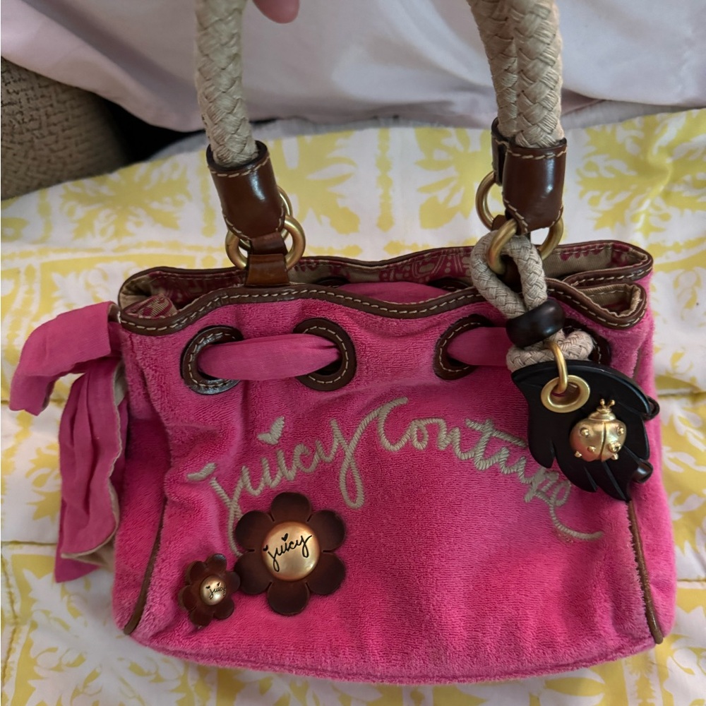 💕 vintage small juicy couture mini Terry cloth bag with rope handles